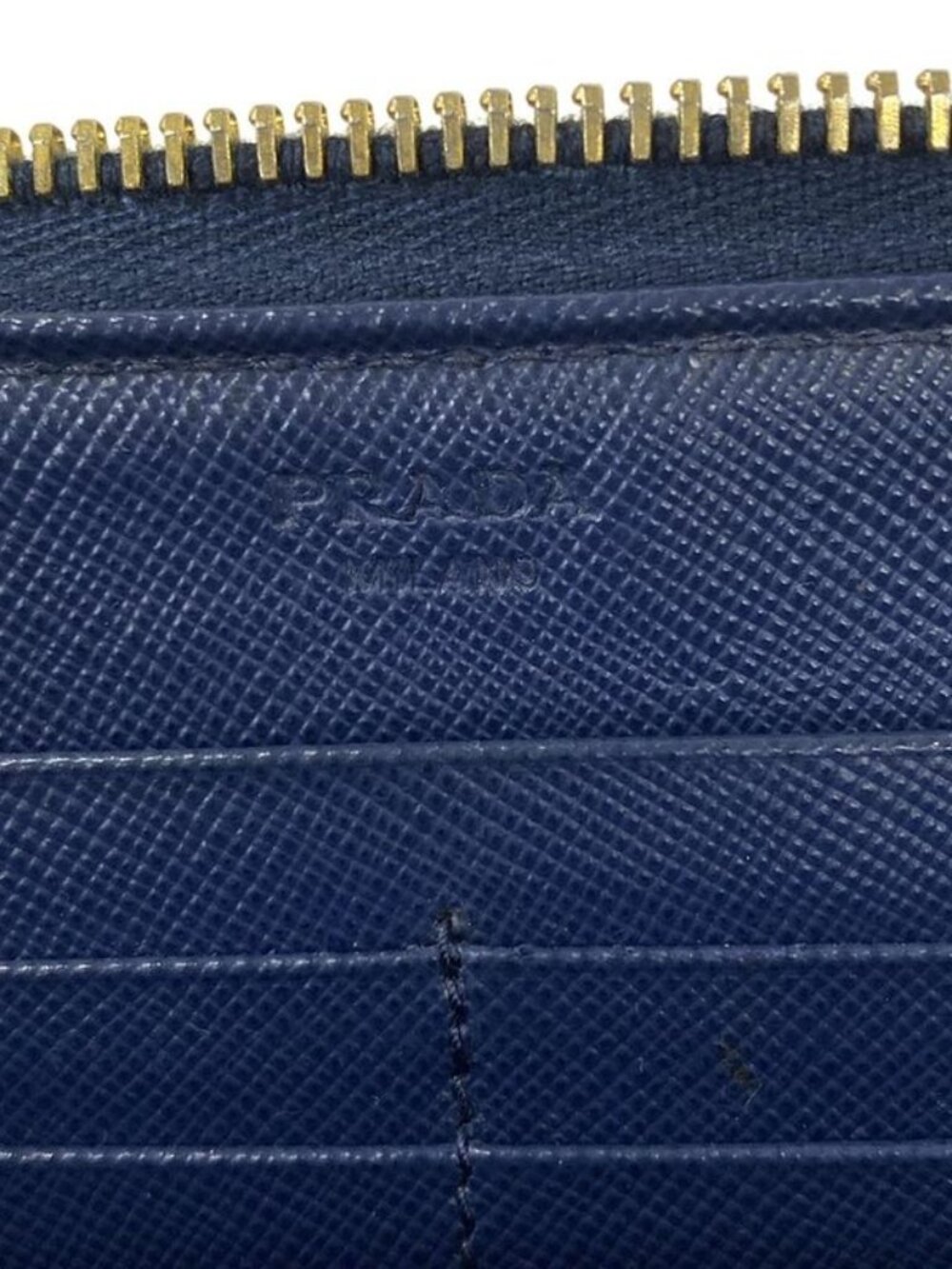 Prada Wallet Navy Zip Around Leather - Picture 5 of 6